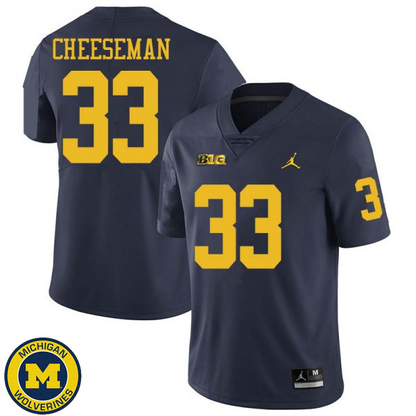 Men's Michigan Wolverines #33 Camaron Cheeseman Navy Jordan Brand Fashion Jersey